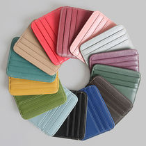 Card bag Female slim wallet genuine leather Mini multi-clamping sleeve small card bag Jane about male sleeve small man