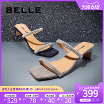 Belle star fairy cool slipper 2020 summer shopping mall New chunky heels with crystal slippers 3qu32bt0