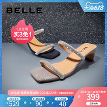 Belle star fairy cool slipper 2020 summer shopping mall New chunky heels with crystal slippers 3qu32bt0