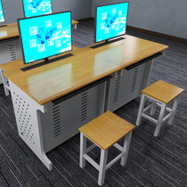 Flip computer desk Electric lift table Monitor double three-person school force room hidden student training table