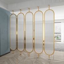 Custom-made custom Nordic Changhong glass screen living room wrought iron light luxury small apartment entrance stainless steel rotating
