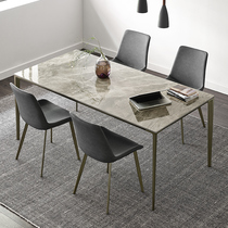 Italian minimalist rectangular rock board dining table and chair combination marble modern simple small apartment light luxury dining table
