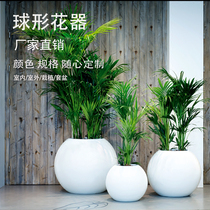 FRP modern round ball flower pot urban landscape pedestrian street flower tank outdoor beautiful Chen flower box shopping mall round flower pot