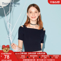 Teenie weenie bear summer women's casual suspender off shoulder T-shirt ttkw72691q