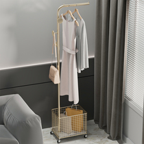 Clothes hanger floor Home hanging clothes hanger light lavish bedroom Pole simple net red clothes containing basket with wheel multifunction clothes hat rack
