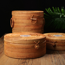 Handmade rattan tea cake box pastoral style Puer tea cake storage box Qizi cake gift box tea bucket storage storage