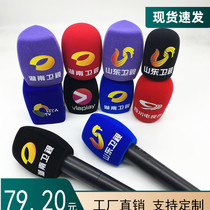 Custom TV station interview LOGO triangle sponge flocking LOGO handheld anchor special-shaped windproof microphone sleeve LOGO