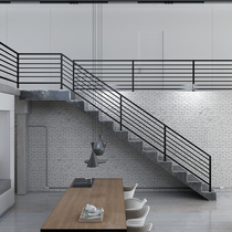  Simple wrought iron stair handrail Indoor balcony guardrail Creative fence Household solid wood bay window railing Attic decoration