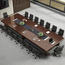 Walnuts Conference Table Long Table Brief Modern Solid Wood Leather Baking Varnish Office Training Table And Chairs Combined Rectangular Table