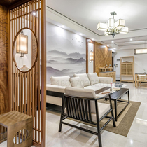 Japanese living room Nordic modern simple aluminum screen custom Chinese light luxury porch wood grain aluminum square grille partition