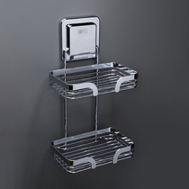 loti lok paste soap rack wall-mounted soap rack drain soap box Punch-free stainless bathroom double-layer soap box