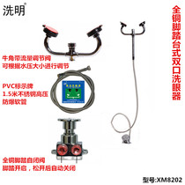 Factory eye washer all copper pedal self-closing double-mouth eye washer desktop installation wall mount