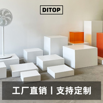 Geometric paint display platform large rectangular box clothing store model base shopping mall display cabinet island table ornaments photography props photo background window display platform customized White