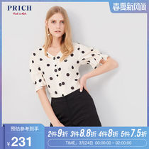 Prich12019 summer sweet Merino Dot Shirt women's single breasted short sleeve shirt prba92515q