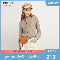 PRICH spring new square collar commuter style elegant plaid lady style shirt PRBA91112Q