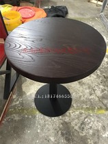  Single and double small round table Solid wood antique old and new Chinese dining table Dining table Cafe bar book bar round table Coffee table