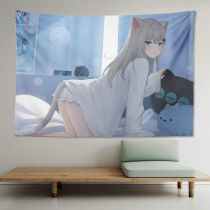 Cat feather Shizuku background Bugan City teacher original hanging cloth Cat ear girl wall cloth Cat mother anime tapestry Student dormitory