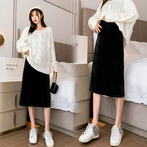 Pregnant women skirt autumn and winter corduroy palms long skirt winter straight skirt one step skirt pregnant woman skirt