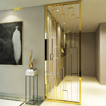 Stainless steel screen partition titanium simple modern light luxury living room hollow metal entrance door engineering sheet customization