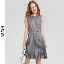 Havva2020 summer sleeveless dress women's cool pleated skirt with slim waist and fashionable A-line skirt q33380
