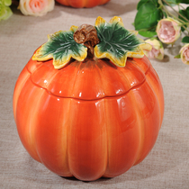 European style pumpkin ceramic sealed jar tea pot storage jar TV cabinet coffee table ornaments home accessories large