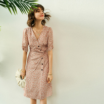 D house French style dress, Parisian little romance, heavy ghost wrinkle silk Q31147