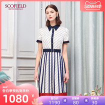 Scofield women's summer Vintage Print stripe show thin French first love dress sfow92513q
