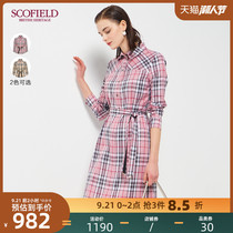 Scofield women's 2020 new plaid belt slim shirt dress sfowa2310q
