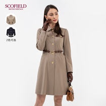 SCOFIELD女装2020年冬季新款方领修身西装款腰带连衣裙SFOWA4909Q