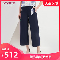 Scofield women's fashion natural waist button decoration solid color straight pants sftc82505q