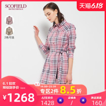 Scofield women's new spring / summer 2020 plaid belt fitted shirt dress sfowa2310q
