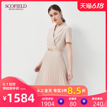 Scofield women's new summer 2020 suit collar pleated slim belt dress sfowa2401q