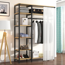 Simple bedroom open floor hanging clothes hanger rental house clothes hat rack iron art wardrobe multifunction home storage rack