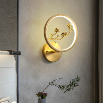 Hilton new Chinese style all copper bedside lamp bedroom outdoor living room wall lamp stair modern simple creative lamp Q