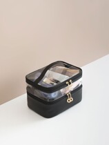 Japan gp cosmetic bag Womens portable large capacity large advanced sense travel double-layer toiletries storage bag