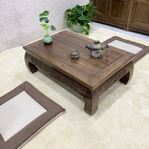 Modern solid wood tea table floating window table tatami tea table modern simple Chinese home tea table Japanese low table Kang table
