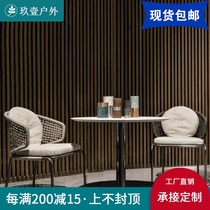 Nordic outdoor balcony small table and chair one table and two chairs creative rattan chair three-piece courtyard cafe Leisure back chair