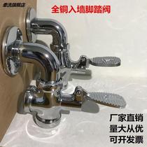 All copper body pedal squatting toilet toilet toilet foot delay valve wall inlet water into wall foot valve