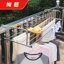Large balcony outside drying rack drying quilt outside window telescopic folding anti-theft net outdoor railing adhesive hook anti-off hanger