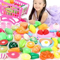 Children can cut fruit toys cut watermelon simulation vegetable cut Music baby boys and girls shopping cart combination set
