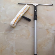 Floor cleaning brush scraper telescopic rod sapping tool window wiper glass cleaning single-sided glass window device long rod scraping