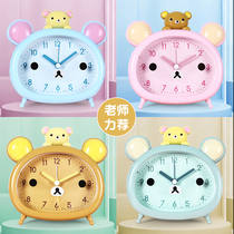 Bear cartoon children alarm clock cute girl bedroom dedicated luminous student bed living room silent big clock