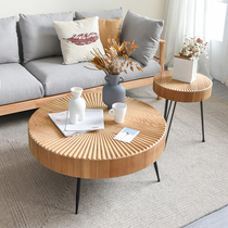 Retro log Japanese coffee table ins small apartment living room side few creative homestay round table Nordic modern simplicity