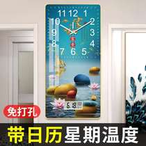 With calendar wall clock living room clock simple Nordic fashion home clock wall watch creative personality crystal porcelain painting wall clock