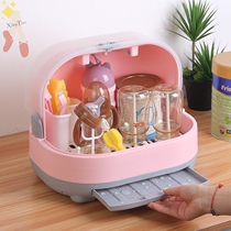 Baby bottle storage box large portable with lid dust drain drying rack baby bottle storage box shelf