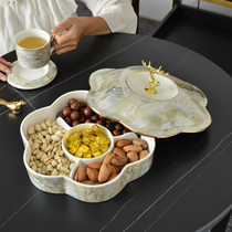 Nordic melon seed plate dried fruit plate with lid household creative light luxury new Chinese ceramic nut snack candy box