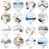 New Chinese screen yarn painting partition translucent landscape flowers and birds porch in the middle of the round frame Georgette yarn customization