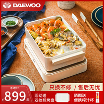 Korean Daewoo multi-functional cooking pot barbecue machine hot pot electric baking pot barbecue stove household net red one pot steaming