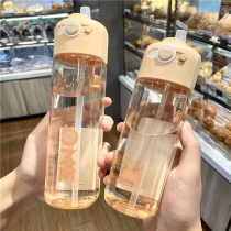 High face value with straw water cup girl cute adult Simple portable pregnant woman maternity summer water bottle Korean version of the tide