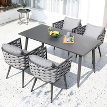 Outdoor Leisure Table And Chairs Modern Courtyard Villa Hotel Garden Terrace Designer Outdoor Weave Waterproof Dining Table And Chairs